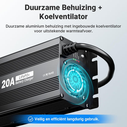 LiFePO4 Acculader – Batterijoplader – Accu Ladestation – Oplaadadapter – Stroomvoorziening – 29,2V 20A Snelladen – Hoge Laadefficiëntie