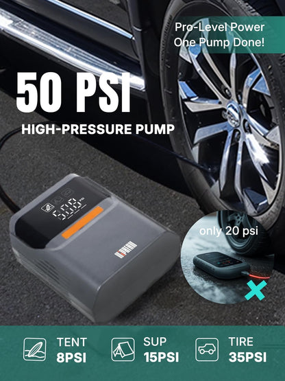 Niphean SUP Elektrische pomp met ingebouwde accu, fietspomp 50 psi voor auto, SUP, matrassen, draagbare opblaaspomp met tas, elektrische opblaas- en leeglooppomp