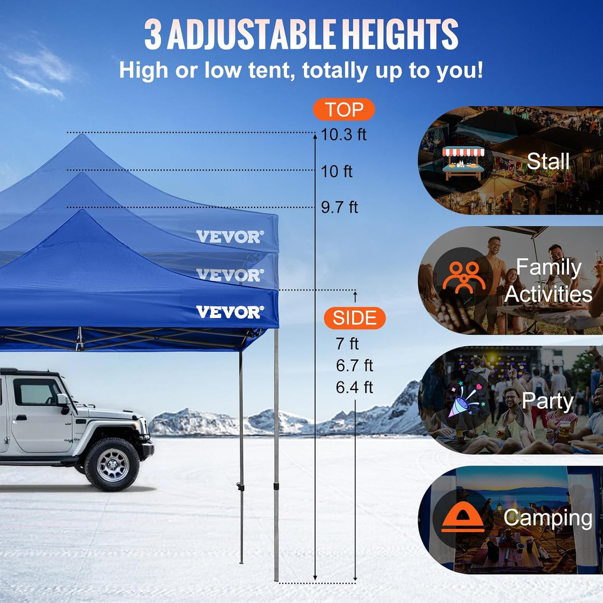 VEVOR Paviljoen opvouwbaar 3x3m vouwpaviljoen 240g PVC gecoat polyester pop-up paviljoen