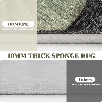 HOMFINE wasbare woonkamer korte flens tapijt-fluffy niet-slip modern tapijt, slaapkamer en eetkamer, zacht sponsmateriaal, ultrasoft en duurzaam, geometrisch abstract patroon, Groen 200x300 cm