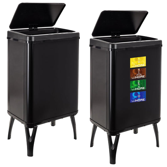 WELL HOME MOBILIARIO & DECORACIÓN 2 x Smart vuilnisemmer, 40 l, hoogte: 71,5 x 35,5 x 26 cm, zwart met magnetische etiketten