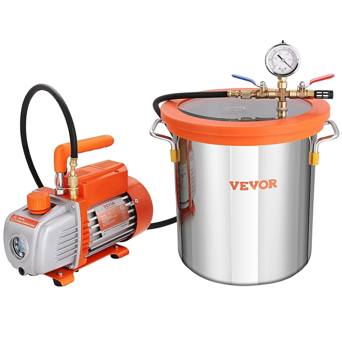 Enkeltraps Vacuümpomp – Vacuümpomp Set – Vacuümkamer – Houtstabilisatie Pomp – Resin Ontgassen – 150W Motor – 19 Liter Glazen Deksel