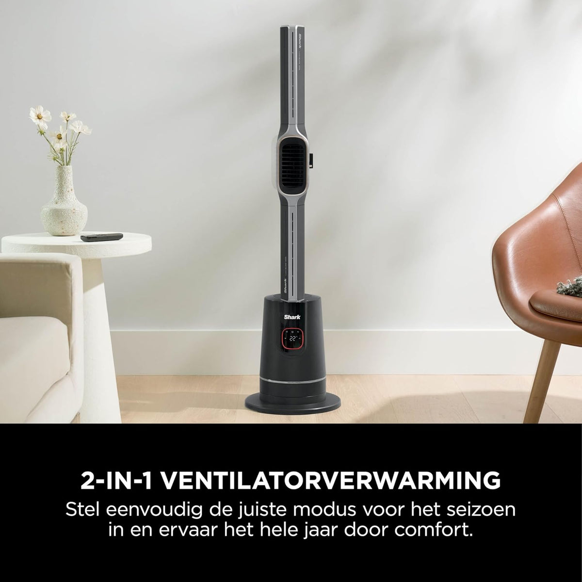 Shark TurboBlade Cool + Heat Fan, dubbele ventilator en verwarmingsventilator, met afstandsbediening, zwart, TH200EU