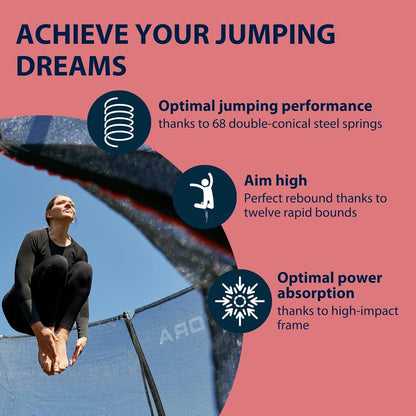 HUDORA Trampoline 4square – 244 x 366/215 x 305 cm grote, rechthoekige outdoor trampoline – rechthoekige sporttrampoline voor maximaal 120 kg – familietrampoline met hoge veerkracht – hoogwaardige