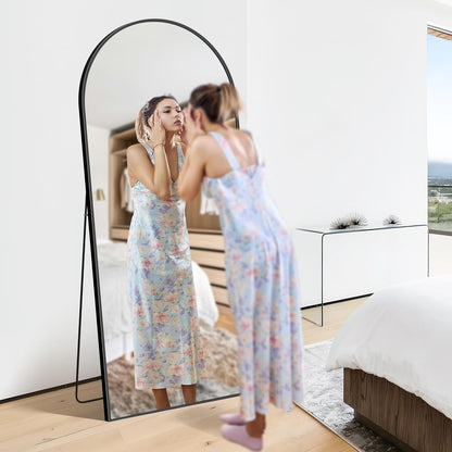 Staande Spiegel – Boogspiegel – Full Body Spiegel – Vloerspiegel – Wandspiegel – 179 x 65 cm – Aluminium Frame – Explosiebestendig Glas