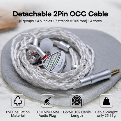 In-Ear Monitor – IEM Oordopjes – In-Ear Hoofdtelefoon – Monitor Oortjes – Zilverkleurig – 10 Balanced Armature Drivers per Oor – Handgemaakte Behuizing met Goede Geluidsisolatie