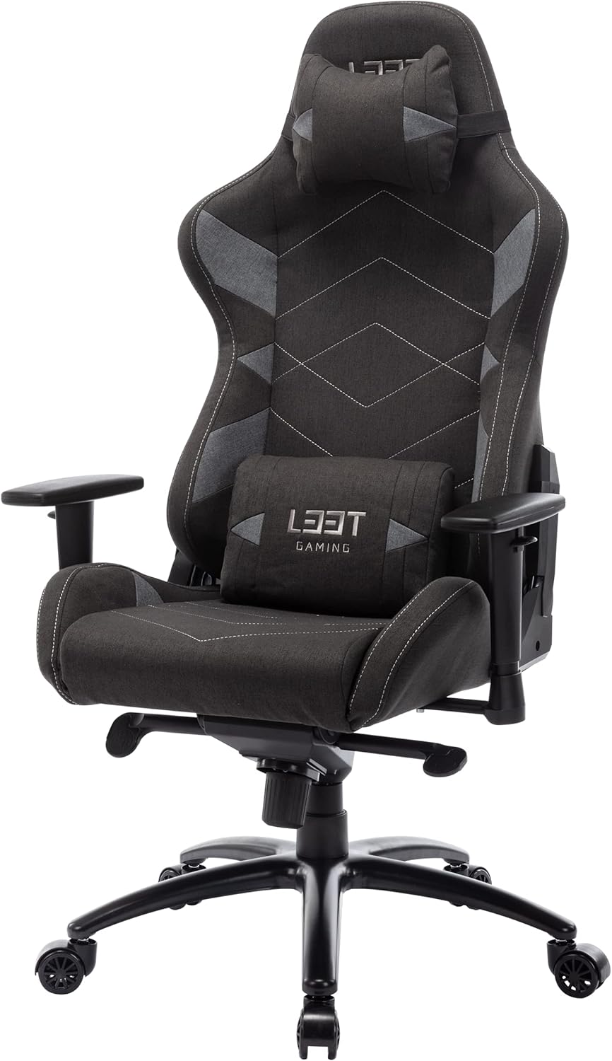 L33T Gaming Gamingstoel, kunstleer, donkergrijs, normaal