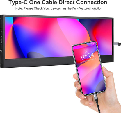 14 ''4K UHD IPS 3840x1100 Uitgerekt Bar Touchscreen Display Monitor voor Laptop PC Snelheidstemperatuur Windows Aida64 CPU GPU HDMI Secundaire Monitor voor Muziek Media Tijdlijn Bewerken