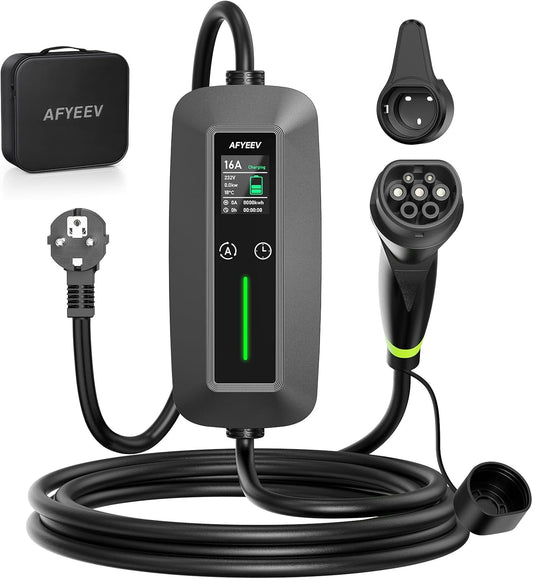 6M EV Oplader Type 2 3,68 kW 6-16A, elektrische auto type 2 Schuko, EV draagbare oplader voor elektrische auto,EV-laders met regelbaar digitaal display voor elektrische auto's