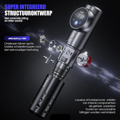 Mast Tattoo Archer Ultra Cordless Tattoo Gun Machine - 4.5mm Stroke, Smart Control, 2300mAh Battery, Ultra-Quiet Mcore Motor, Cartridge Tattoo Pen for Artists