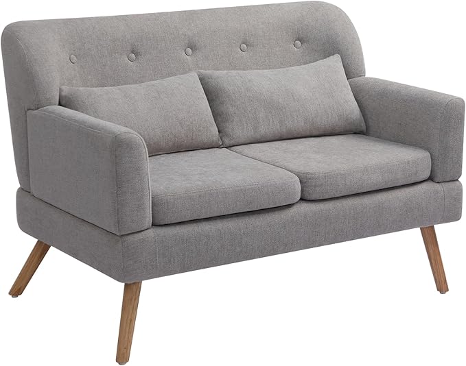 2-zitsbank – loveseat – kleine bank – tweezits – compacte sofa – grijs – stevig houten frame – ergonomisch comfort