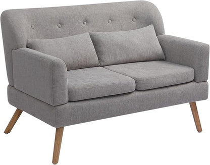 2-zitsbank – loveseat – kleine bank – tweezits – compacte sofa – grijs – stevig houten frame – ergonomisch comfort