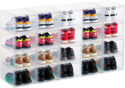 Schoenenorganizer, 20 stuks. Transparante schoenenopslag voor sneakers en sneakers. Schoenenorganizer voor opslag. Schoenenladen. Sneaker-exposant (Transp)