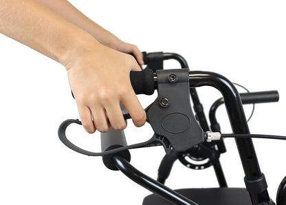 KMINA - Rollator rolstoel 2-in-1 gladde bodem, mand, senioren opvouwbaar, zwart