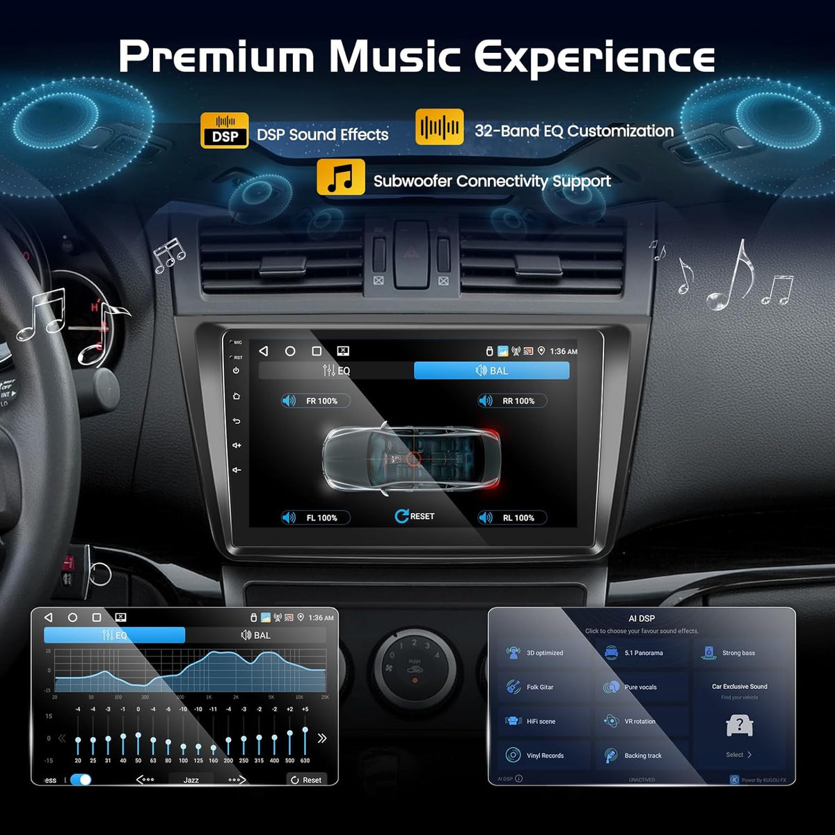 Android Car Radio for Mazda 6 GH 2007-2012 with Wireless CarPlay & Android Car, 9 Inch Touch Screen Radio, 2+64GB, DSP, WiFi, GPS, Bluetooth, FM, Steering Wheel Control + Reversing Camera, Microphone
