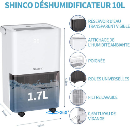 Luchtontvochtiger – Ontvochtiger – Kamerventilator – Vochtvreter – Vochtregelaar – Stil – 10 Liter per Dag – Geschikt voor 15 m²