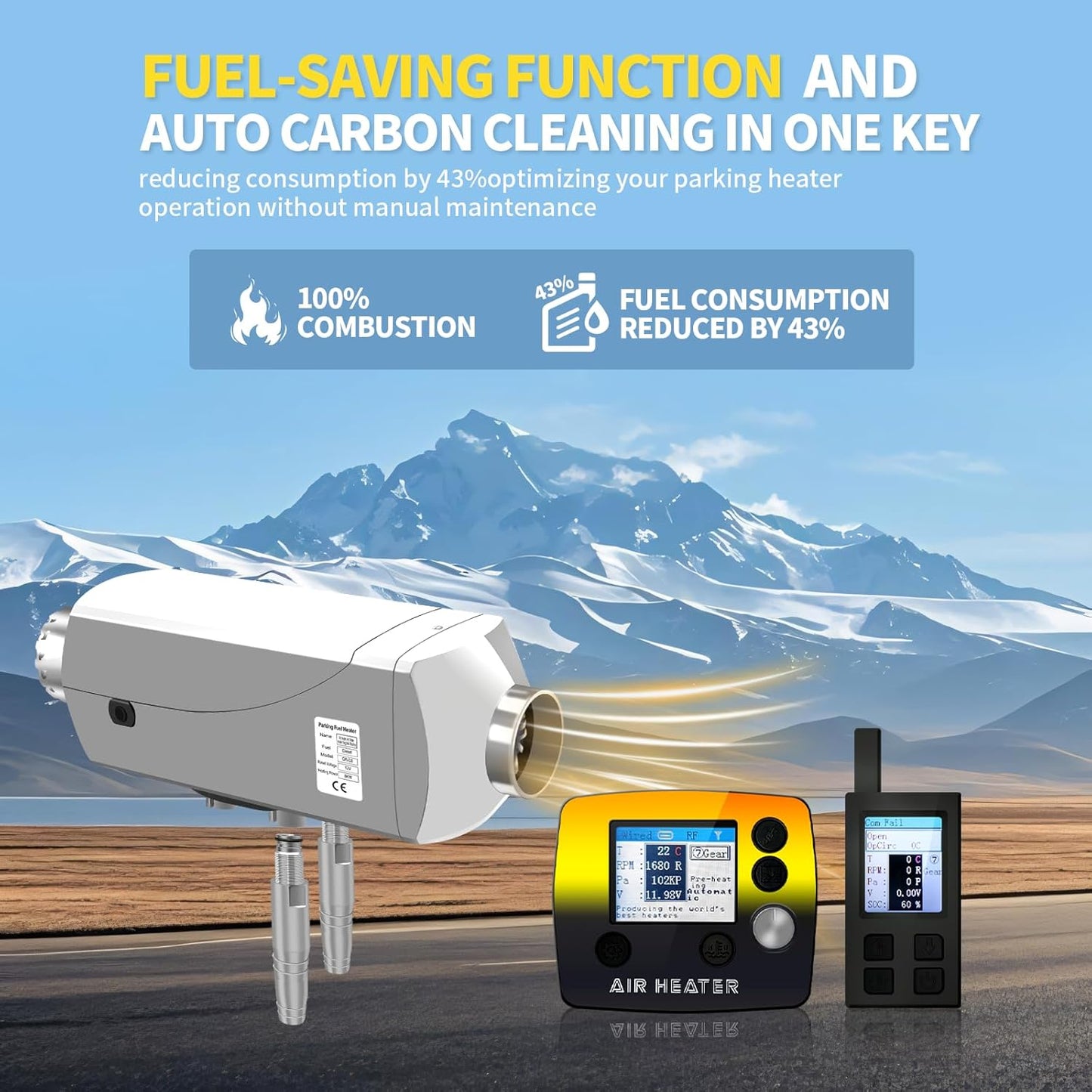Standkachel Diesel – Dieselverwarming – Dieselkachel 12V – Camperkachel – RV Kachel – 8 kW Vermogen – Water- en Luchtverwarming Met LCD Afstandsbediening