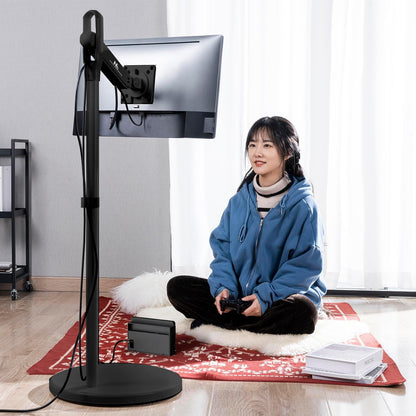 Maclean MC-970 Mobiele Monitor/TV-Stand op Wielen voor 17-35" Schermen, Vrijstaand, VESA 75x75 100x100, Belastbaarheid van 2 tot 10 kg, Kantelbaar en in Hoogte Verstelbaar (Zwart)