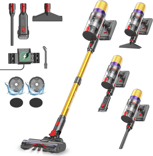 V16 Draadloze Stofzuiger 55Kpa/600W/80Min, Vacuum Cleaner en LED Touchscreen, Anti-klit Borstel, Automatische Modus voor Tapijt, Dierenharen en Harde Vloeren
