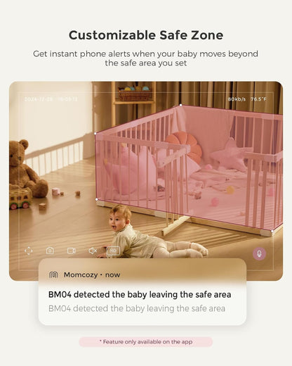 Momcozy Babyfoon Met 2-Camera App, 12,7 cm Wi-Fi Video Babyfoon Met Camera En Audio, 4× Zoom, Bewegings- En Huilherkenning, Veilige Zone, Heldere Nachtzicht, Tweeweggesprek, Foto- En Video-opname