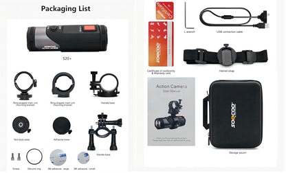 S20+ 4K 30FPS 16MP Actiecamera, Sport Actiecamera, Helmcamera, Mini HD Actie Videocamera, HD Filmen WiFi Sport Cam 10M Waterdicht 170° Groothoek
