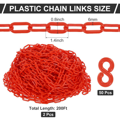 PATIKIL Plastic Chain Links, 400 Foot Safety Barrier Chain Red for Crowd Control, Queue Line, Parking, Fence, Gate, Concert, Construction Site and Decoration