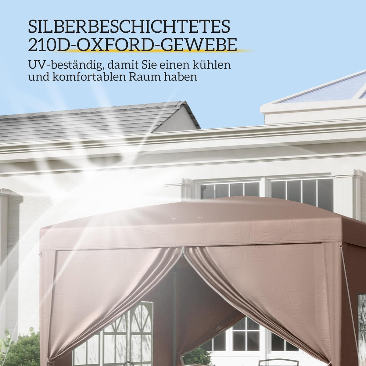 Vouwpaviljoen – Vouwtent – Partytent – Biertent – Tuinpaviljoen – Koffiekleur – Waterafstotend Tentdoek – Stabiel Poedergecoat Stalen Frame