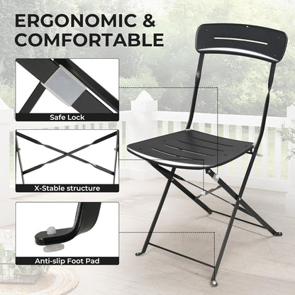 Grand patio Bistrotafel met 2 stoelen, balkonmeubelset, 3-delig, terrasmeubels, weerbestendig, bistroset, balkon, tuin, meubelset voor klein balkon (zwart)