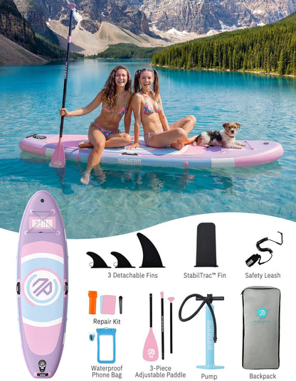 Niphean Opblaasbaar paddleboard met stabiele vleugel en duurzame SUP-accessoires, 10 'stand-up paddleboards voor volwassenen en jongeren, idee voor stand-up paddleboarden beginners, veelzijdig