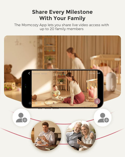 Momcozy BM04 Babyfoon met camera-app, 5 inch wifi-video-babyfoon met camera en audio, 4 x zoom, bewegings- en wijnidentificatie, veilig hek, helder nachtzicht, 2-weg gesprek, foto- en video-opname