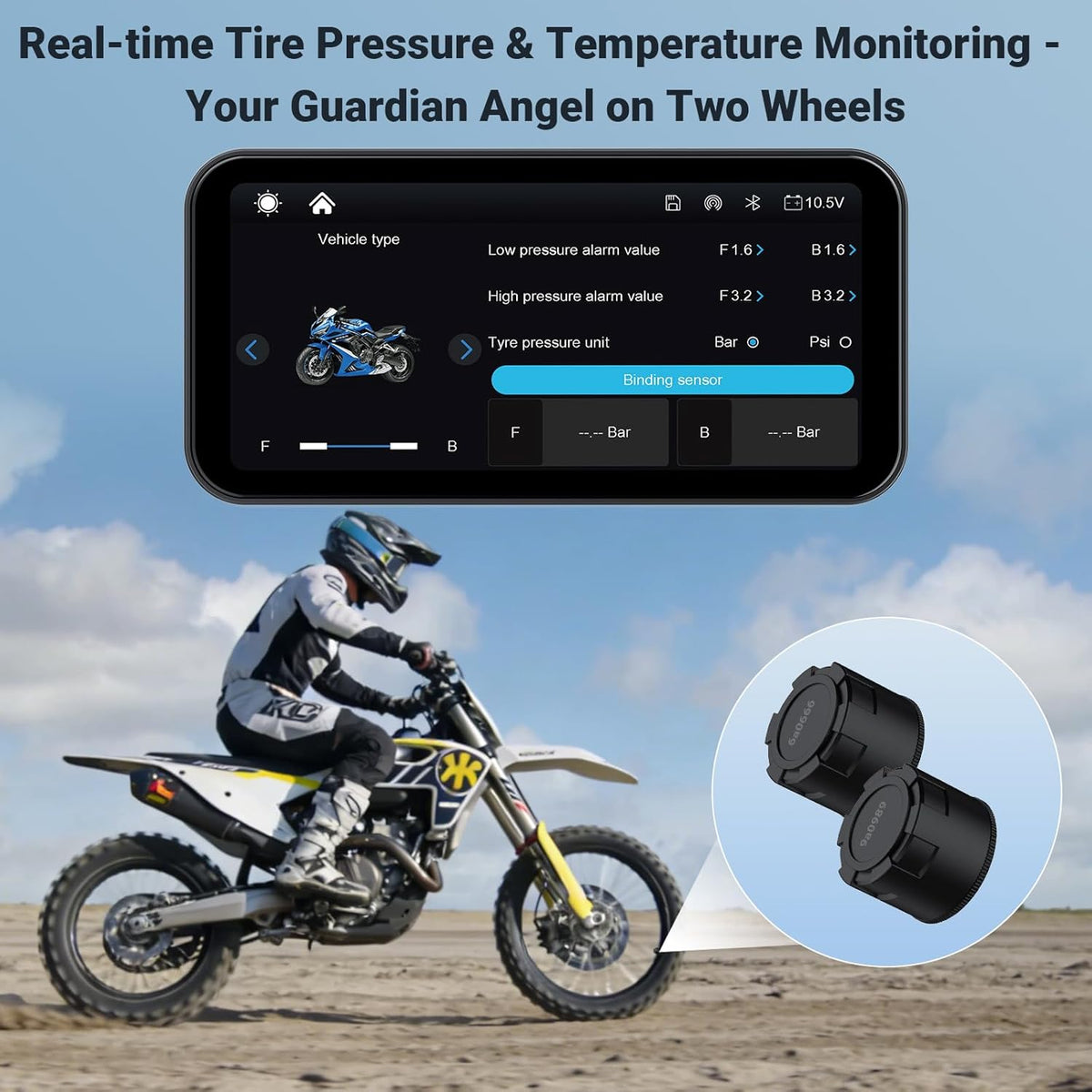 622 Draadloos CarPlay scherm voor motorfiets, 6 inch Motobike waterdicht touchscreen met lichtdetectie, ondersteunt draadloze CarPlay en Android Auto, Bluetooth Trans, GPS-navigatie