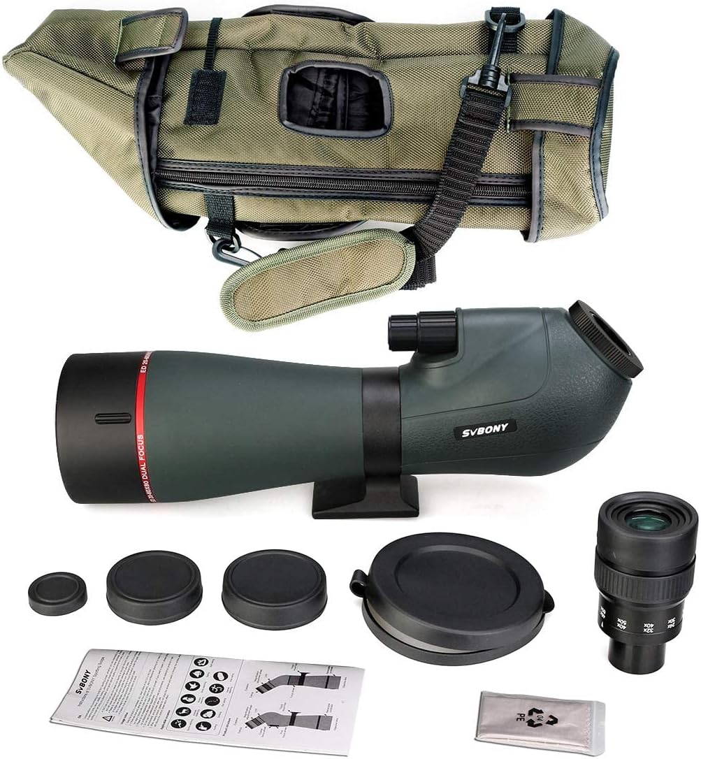Svbony SV406P ED Spotlights, 20-60 x 80mm 1.25" Zoom Spotlights with Dual Focus FMC BAK4, Spotting Scope for Bird Watching in the Wild Casual Astronomy Photography - QUORE