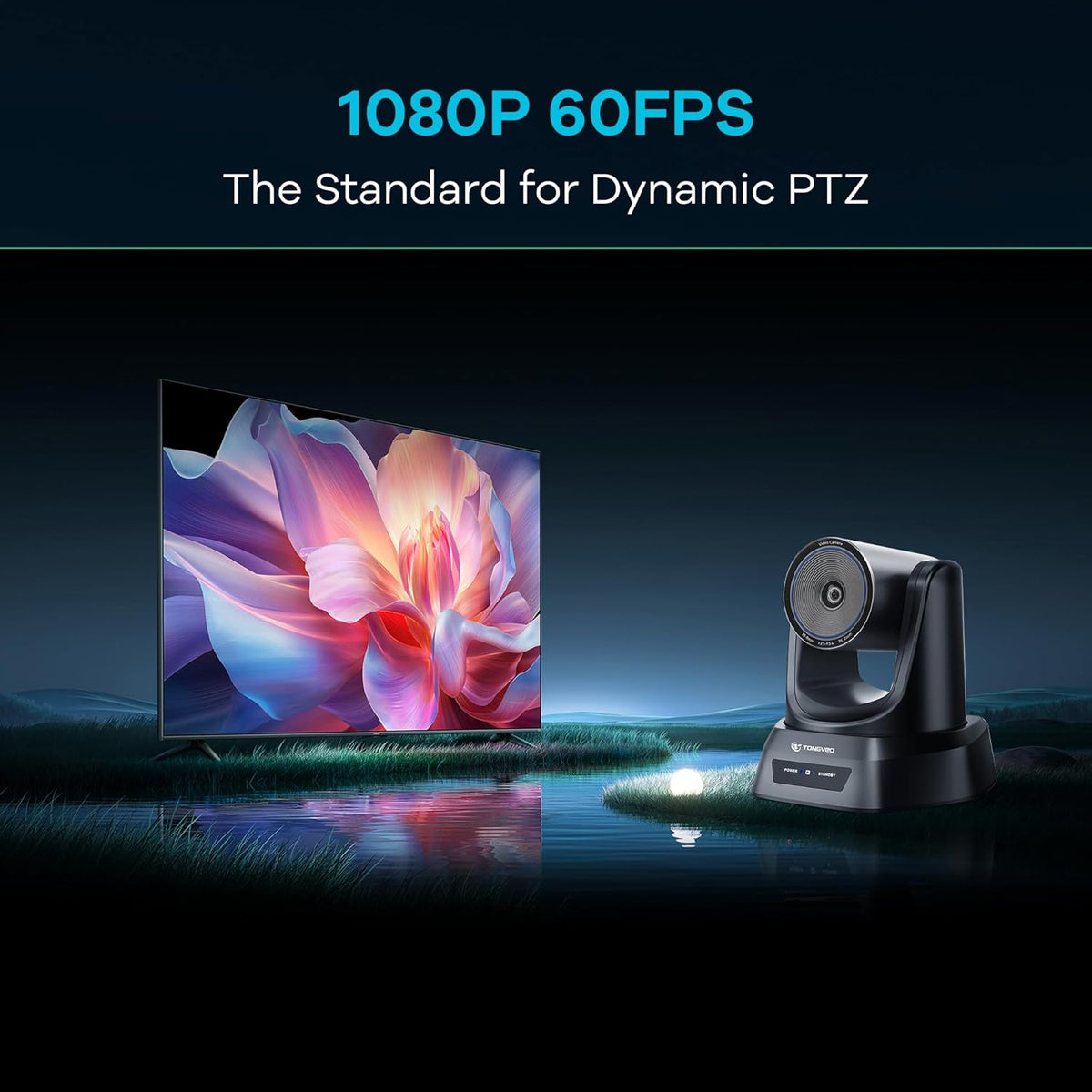 TONGVEO 3X Optische Zoom PTZ Camera AI Auto-Tracking HDMI USB 3.0 1080P 60fps Groothoek voor Videoconferentie Zakelijke Vergadering Live Streaming Online Leren met Zoom YouTube Teams OBS en Meer