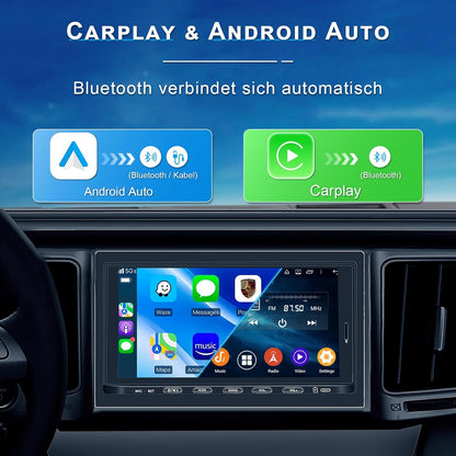 4G+64G 8 Core (2CA75+ 6CA55) Android 14 Autoradio met Scherm, 7 Inch Dubbel Din Radio, Autoradio DAB Plus voor de Meeste Modellen, Draadloze CarPlay en Android Car, GPS Navigatie