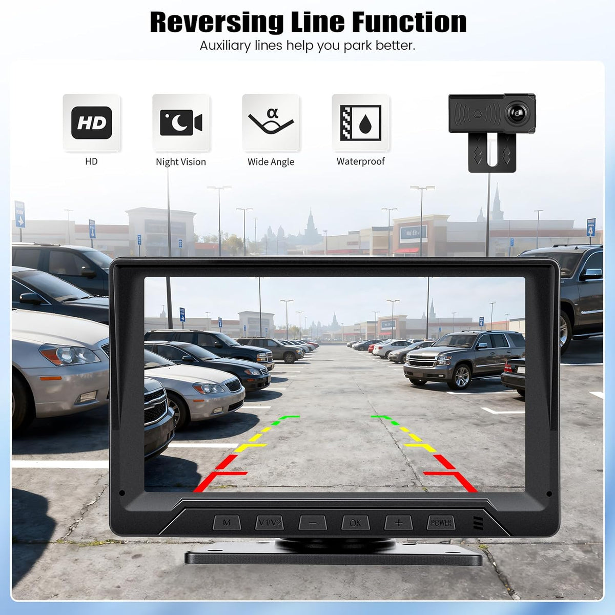OiLiehu Bedraad Achteruitrijcamera Systeem Kit, HD 1080P 7-inch Monitor en Infrarood Nachtzicht Camera