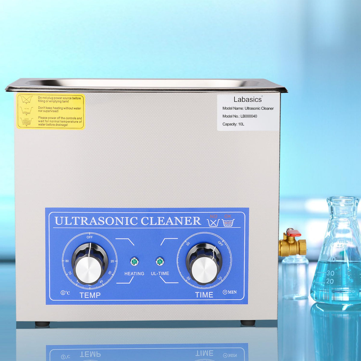 Ultrasone reiniger – Ultrasoon apparaat – Ultrasoonbad – Ultrasoon cleaner – 10 liter – Roestvrij staal 304 – Instelbare verwarming tot 80 °C