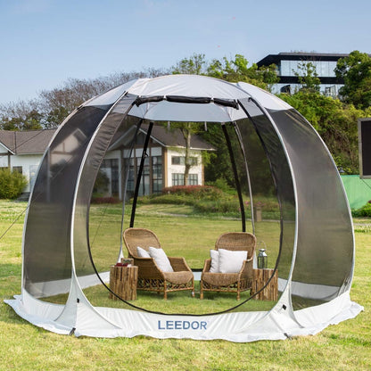 LEEDOR Pop-up gaas-tent voor 4-6 pers. Paviljoen, afgeschermde kamer met muskietengaas, uv-bescherming, draagtas, perfect voor tuin, terras of camping, beschermt tegen zon en insecten, 3 x 3 m