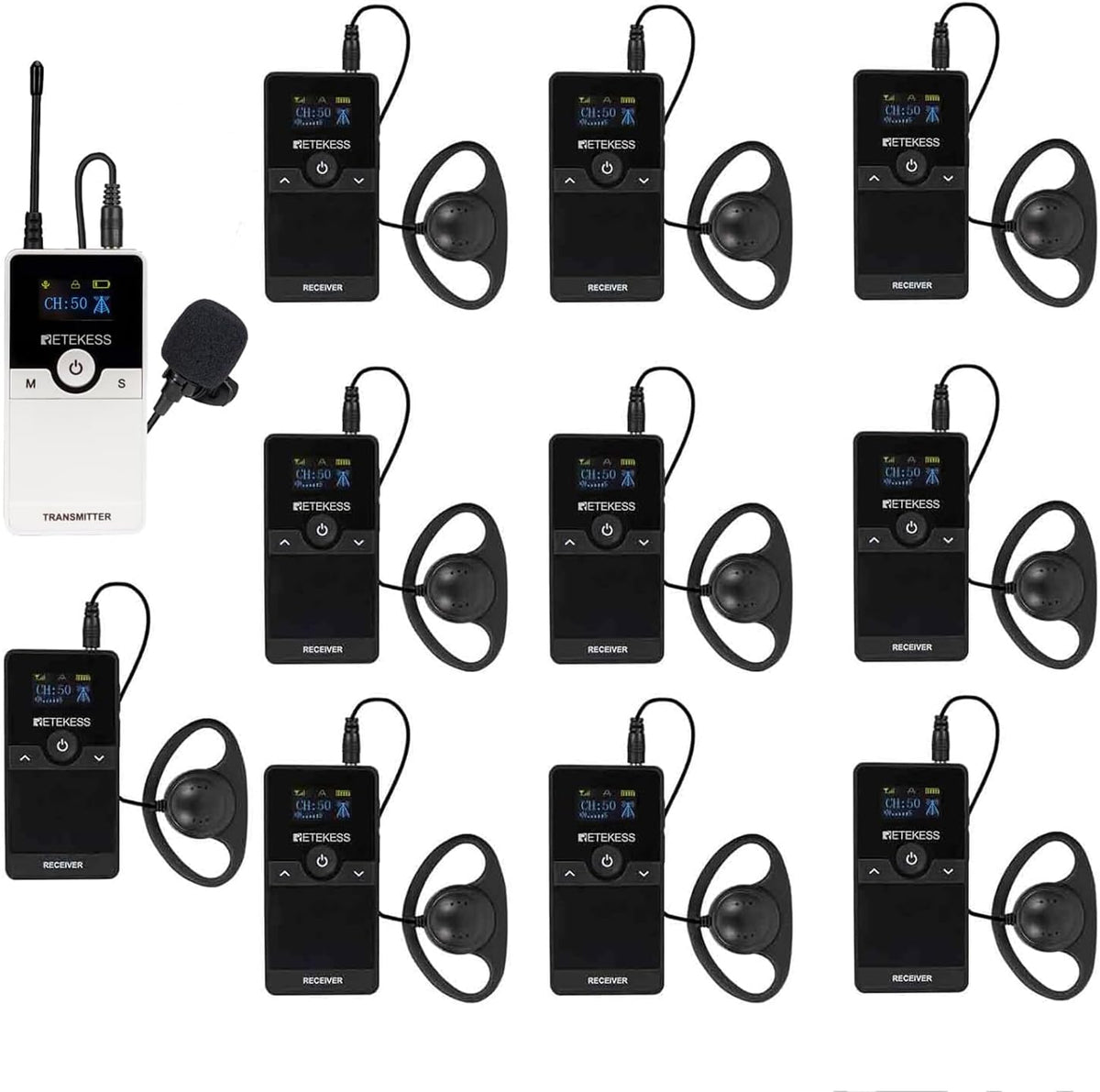 Retekess TT116 Tourgidssysteem, 200 m Audiodescriptiesysteem, Volledige Ruisonderdrukking, voor Toerisme, Fabrieksrondleidingen, Conferenties, Colleges, Trainingen