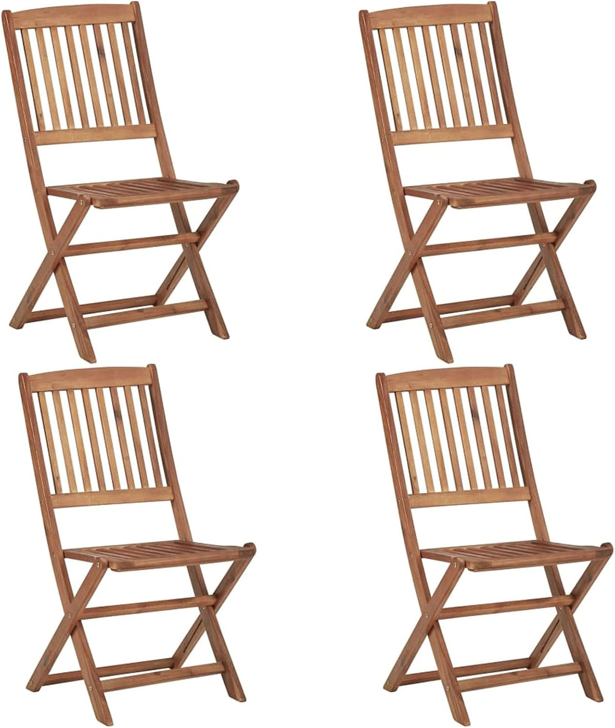 Tidyard Tuinstoelen, opvouwbaar, 4 stuks en kussens, voor buiten, terras, fauteuil, hout, tuin, outdoor, massief hout, acacia 14# - QUORE