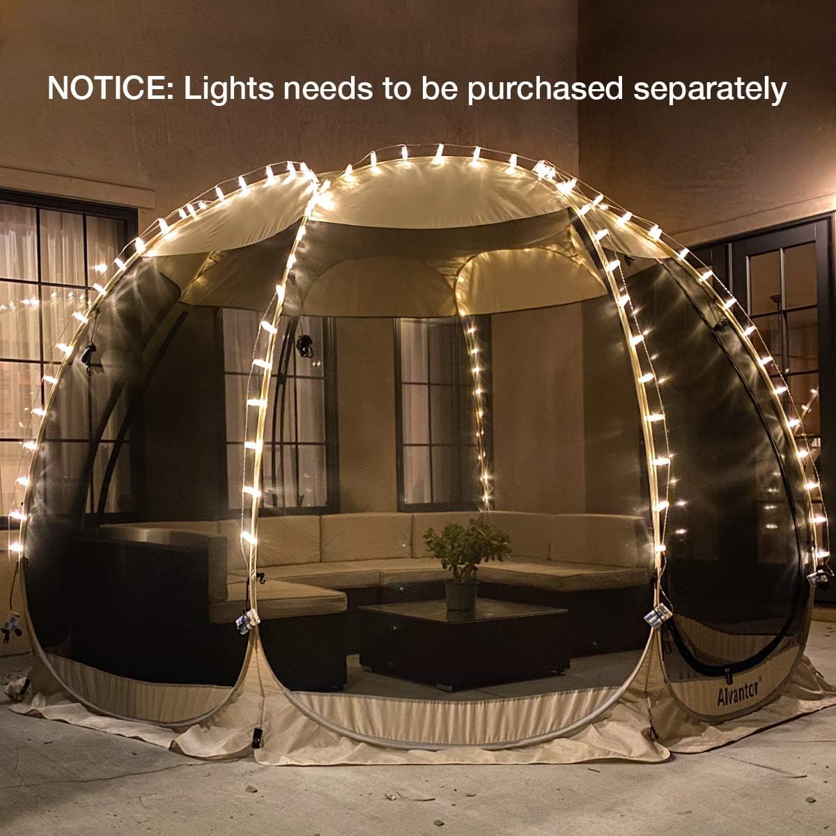Alvantor Scherm Huis Kamperen Tent Outdoor Luifel Pop Up Zonnescherm Onderdak 8 Mesh Muren Niet Waterdicht Beige 366 x 366 cm patent aangevraagd
