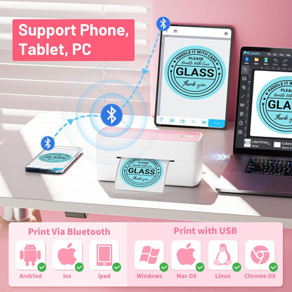 Phomemo Bluetooth thermische labelprinter voor verzendlabel, draadloze verzendlabelprinter, compatibel met iOS, Android, PAD en pc, veel gebruikt voor Amazon, Ebay, Shopify, TikTok, Etsy, USPS, FedEx,