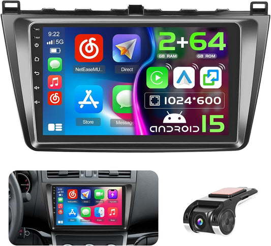 Android 15 Autoradio – Multimedia Systeem – GPS Navigatie – Touchscreen Radio – 2DIN Autoradio – 9 Inch HD Scherm – Draadloze CarPlay & Ingebouwde Dashcam – CANBUS Ondersteuning - QUORE