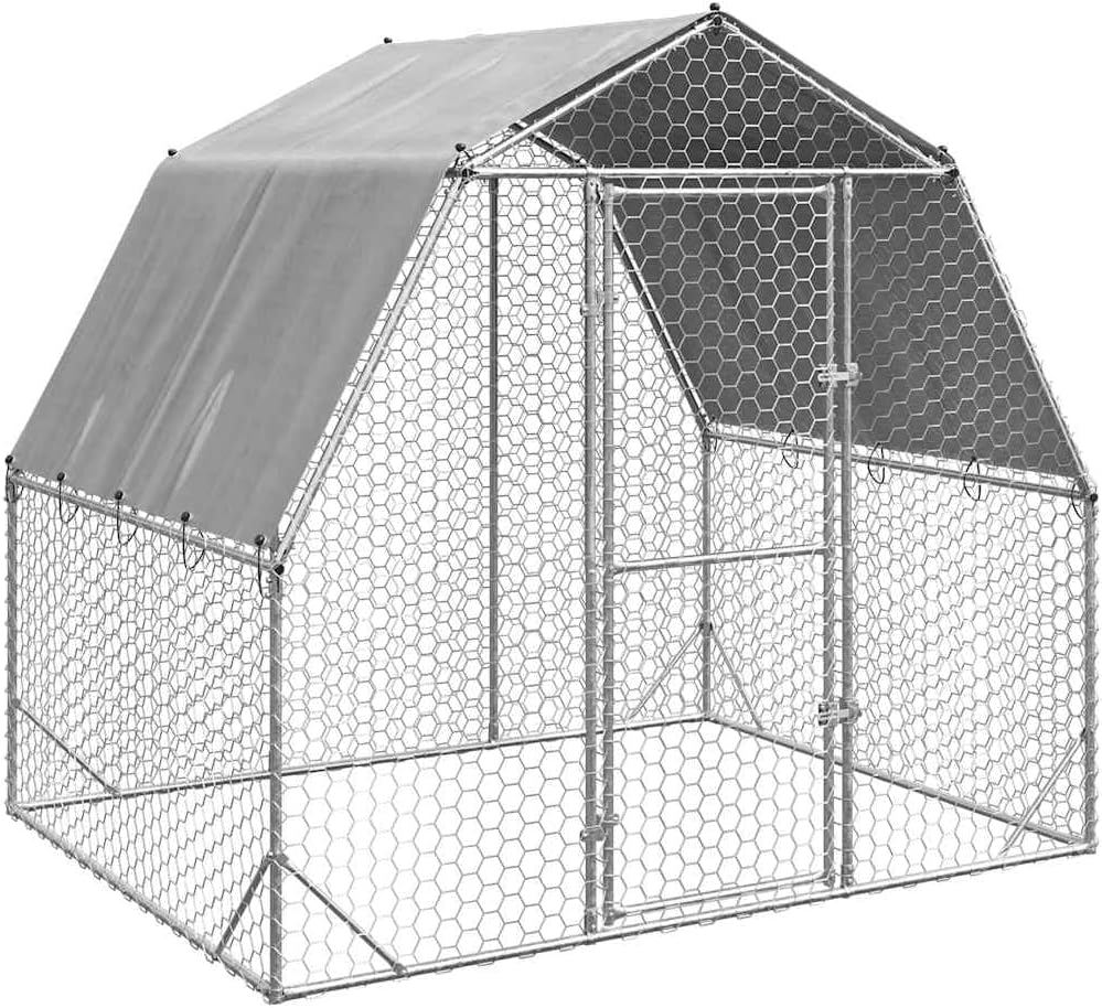 vidaXL Chicken coop with roof 2.5x2.0x2.25m galvanized steel, walk-in chicken coop, walk-in chicken coop, walk-in chicken coop, metal chicken coop - QUORE