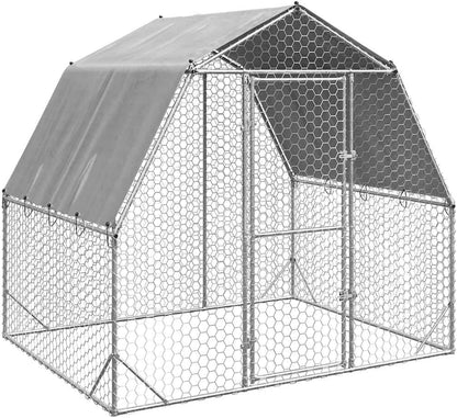 vidaXL Chicken coop with roof 2.5x2.0x2.25m galvanized steel, walk-in chicken coop, walk-in chicken coop, walk-in chicken coop, metal chicken coop - QUORE