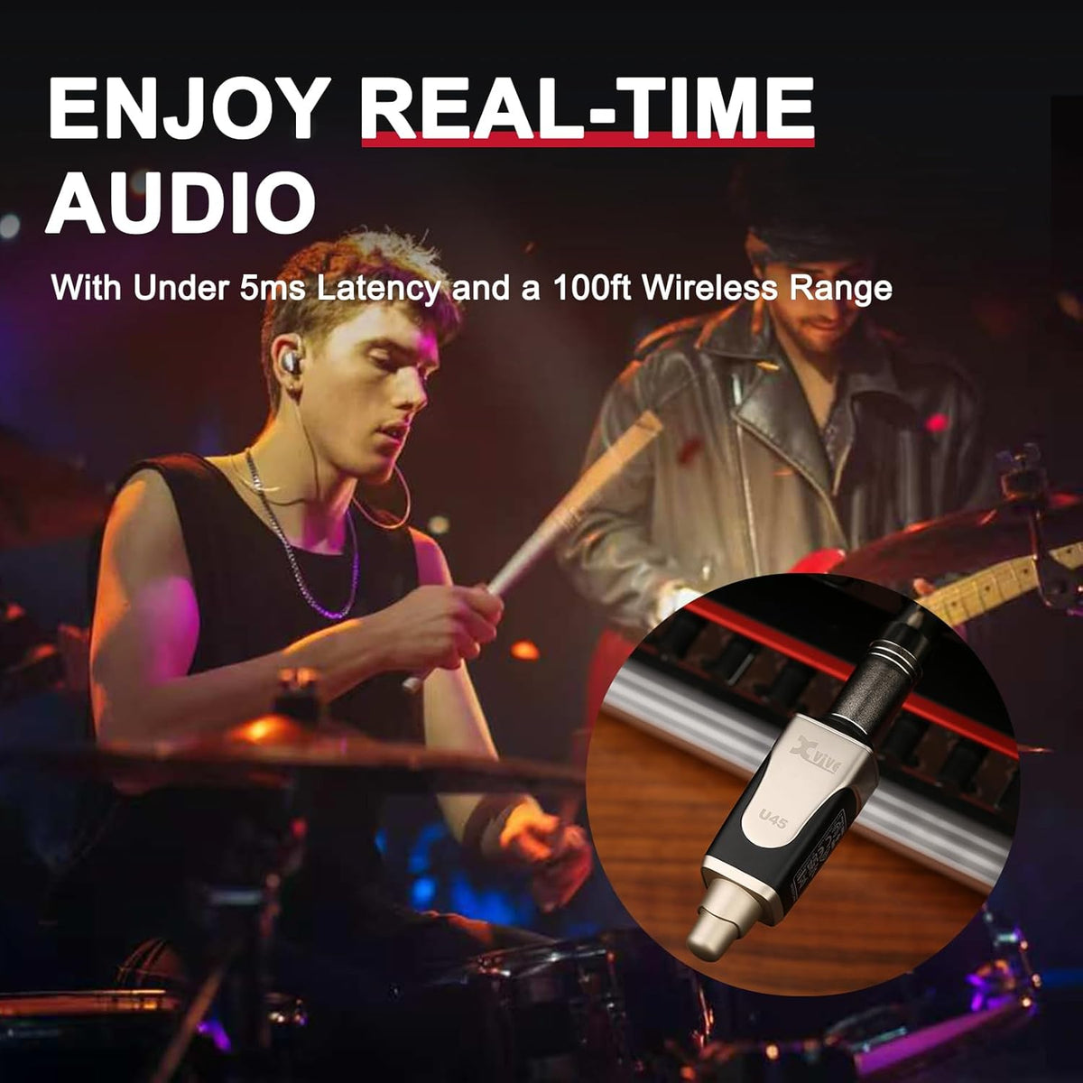 Xvive U45 Draadloos in-ear monitorsysteem met 5.8GHz zender en ontvanger