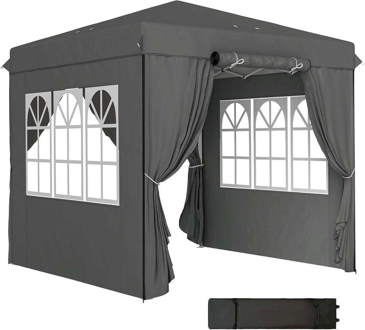 Paviljoen – Tuinpaviljoen – Vouwtent – Partytent – Campingtent – Pop-up Snel Op te Zetten – UPF 50+ UV Bescherming – 2,5x2,5m – Donkergrijs