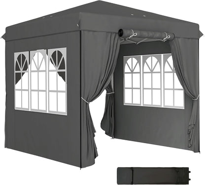 Paviljoen – Tuinpaviljoen – Vouwtent – Partytent – Campingtent – Pop-up Snel Op te Zetten – UPF 50+ UV Bescherming – 2,5x2,5m – Donkergrijs