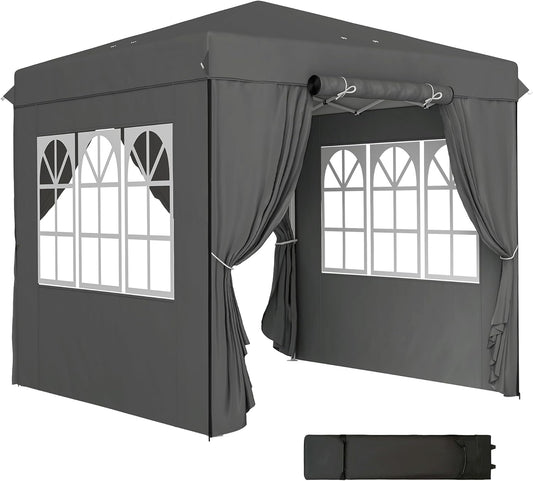 Paviljoen – Tuinpaviljoen – Vouwtent – Partytent – Campingtent – Pop-up Snel Op te Zetten – UPF 50+ UV Bescherming – 2,5x2,5m – Donkergrijs