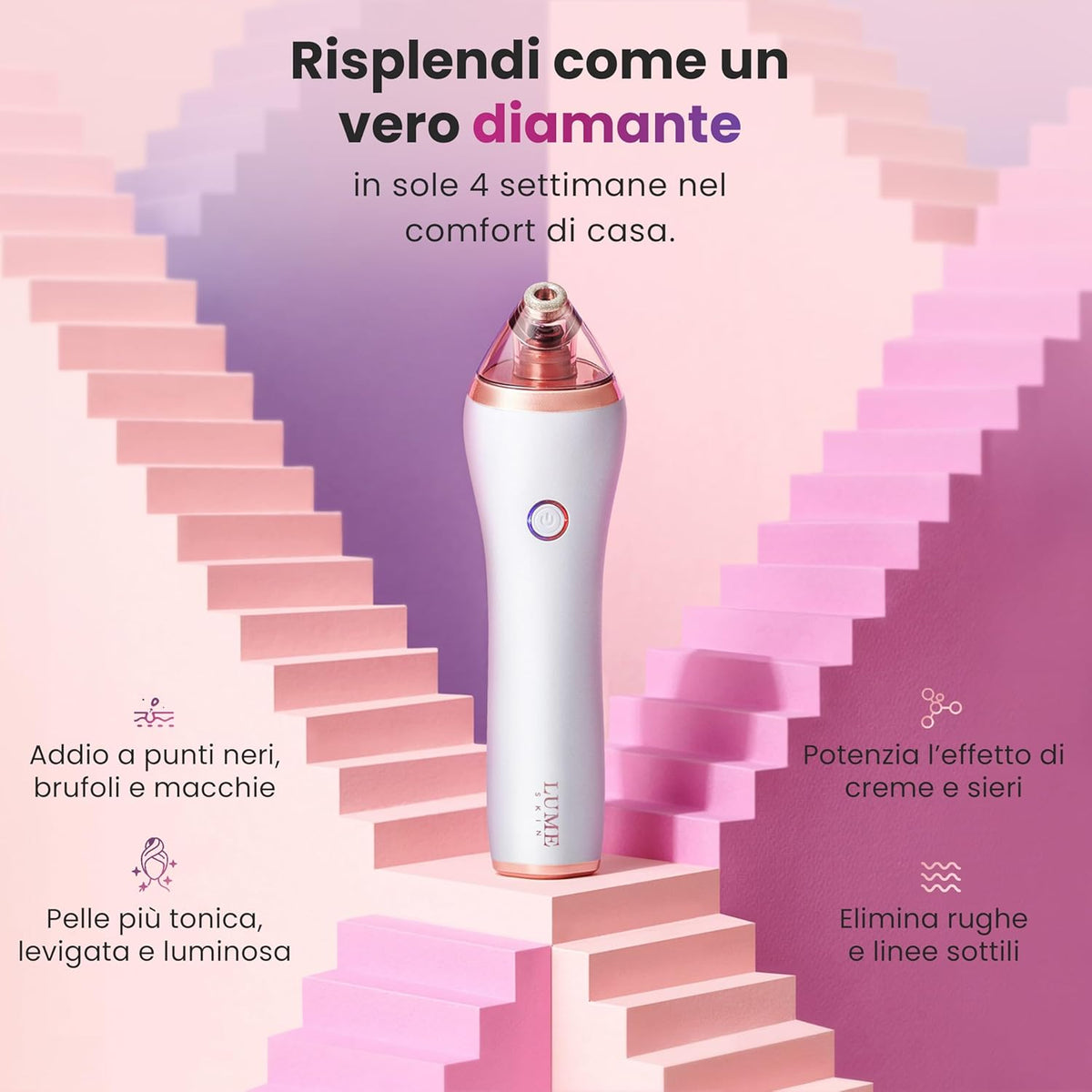 Diamond Pro, peeling met diamantstof, professionele mee-eterzuiger, microdermabrasie, gezichtsreiniging, mee-eterverwijderaar, poriënverwijderaar, 4-in-1 apparaat