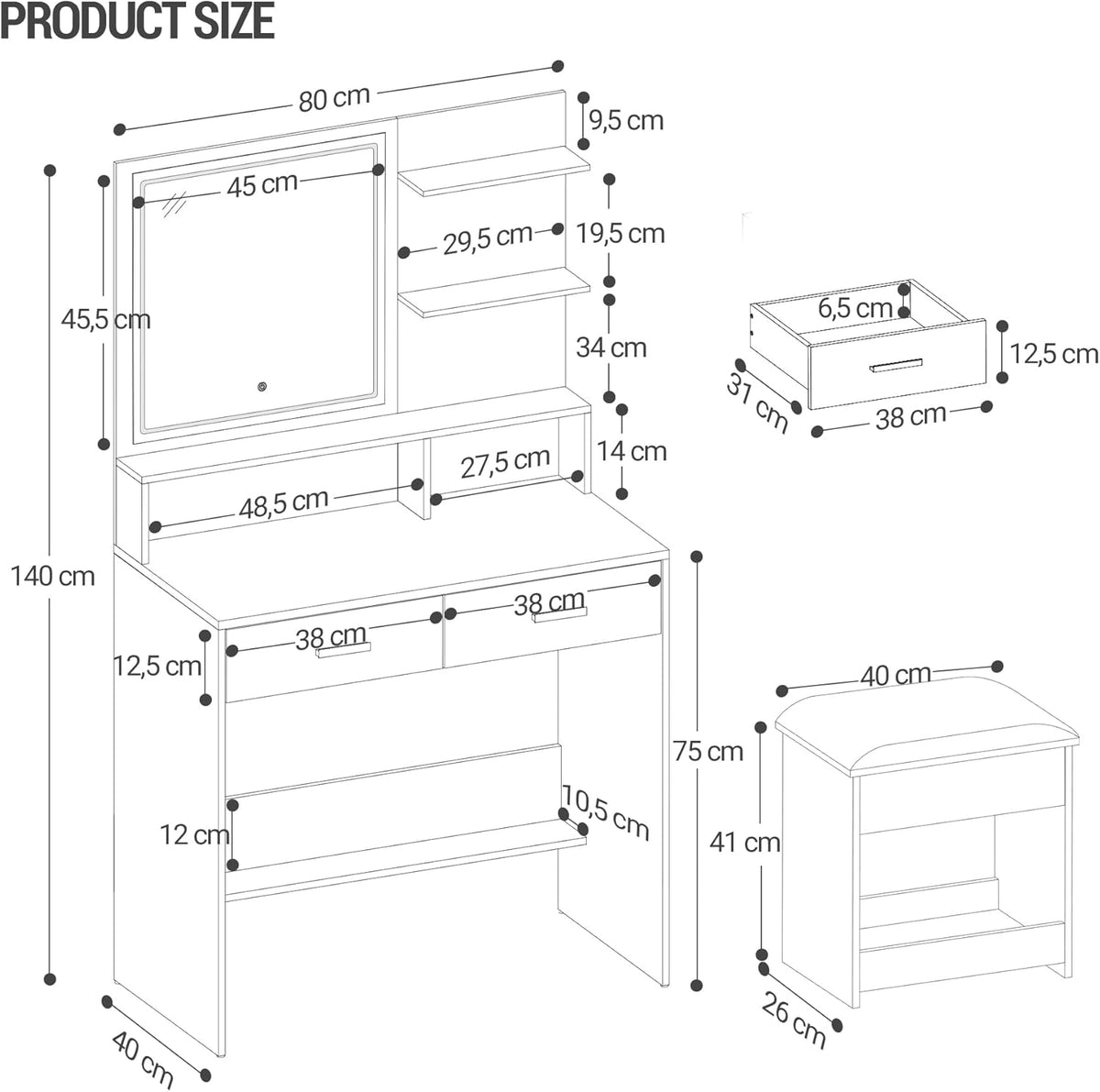 Hzuaneri Makeup Table DT32903XV1